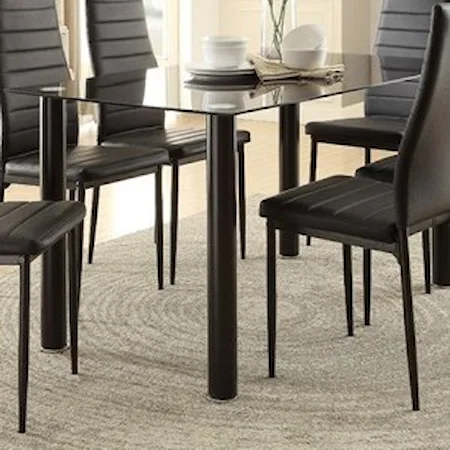 Contemporary Dining Table with Black Glass Top
